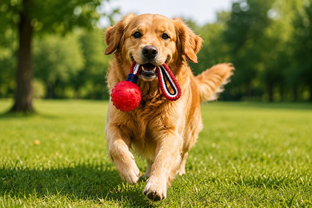 Roter Ball Tau-Hundespielzeug zum Apportieren & Zerren