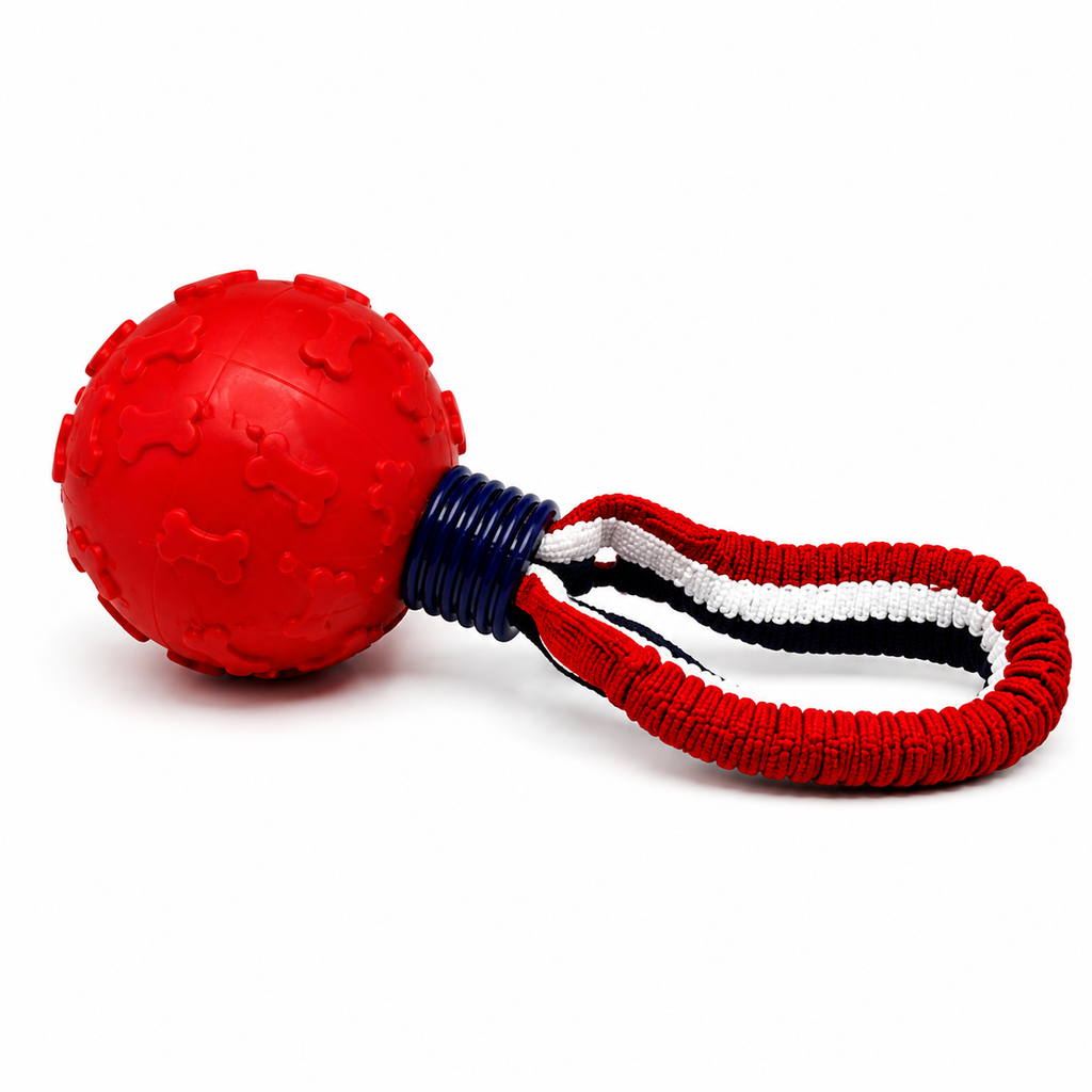 Roter Ball Tau-Hundespielzeug zum Apportieren & Zerren