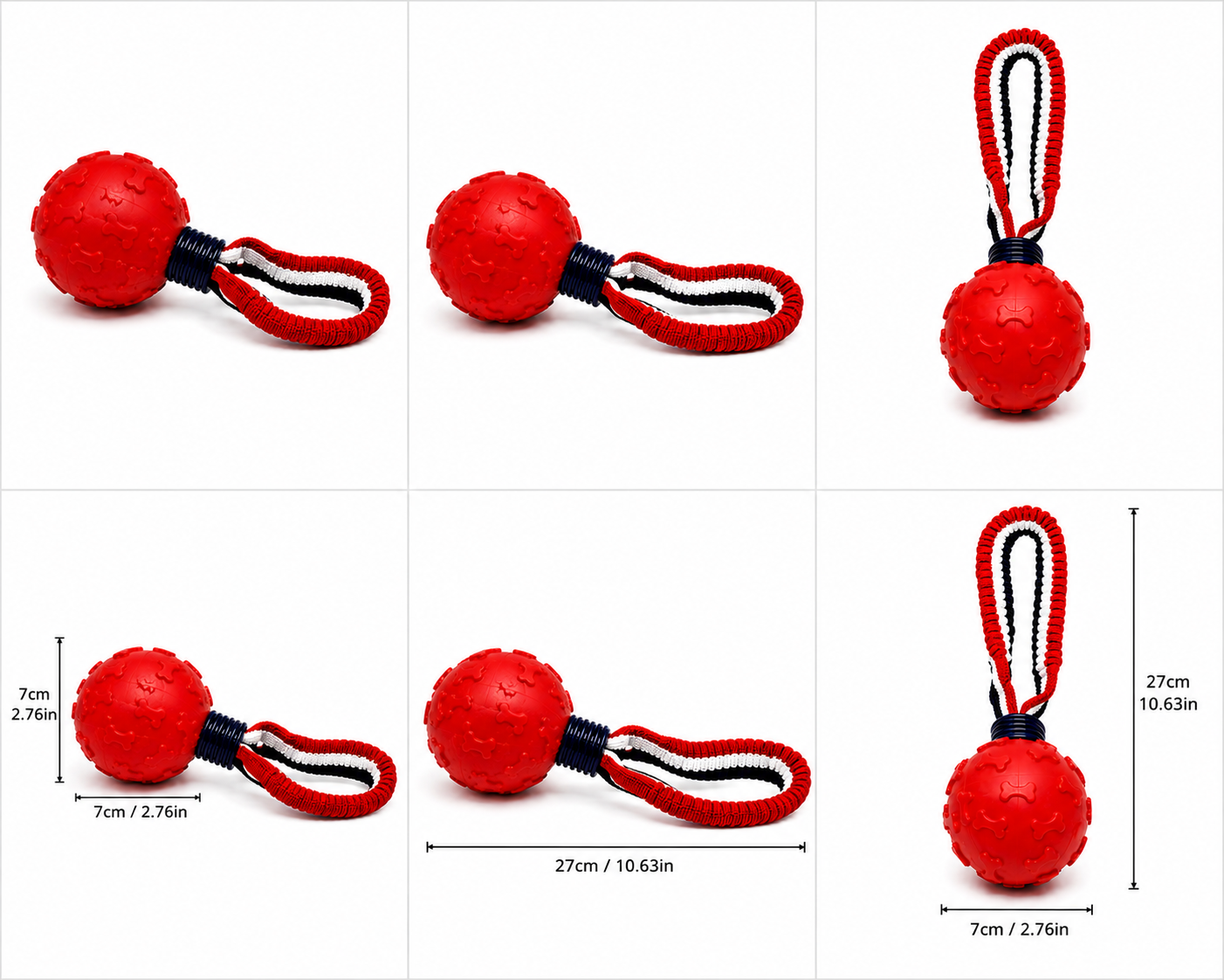 Roter Ball Tau-Hundespielzeug zum Apportieren & Zerren