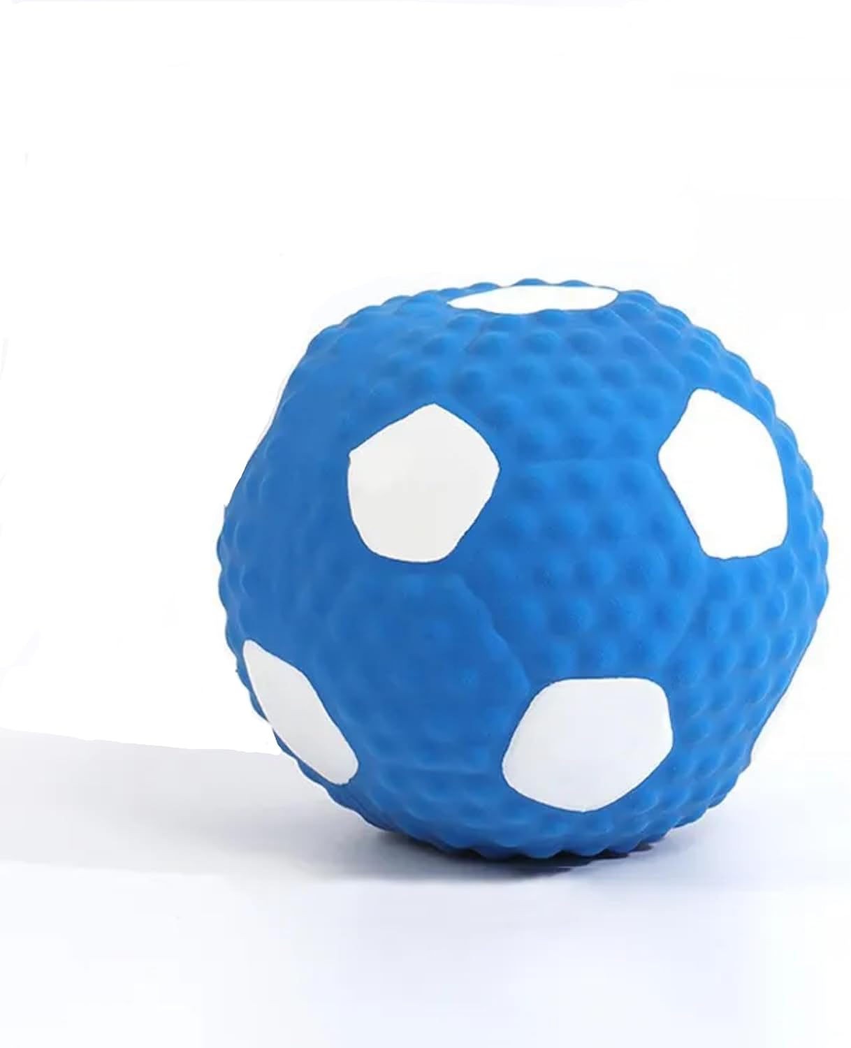 Rubber Squeaky Fetch Ball Dog Toy – Blue & White