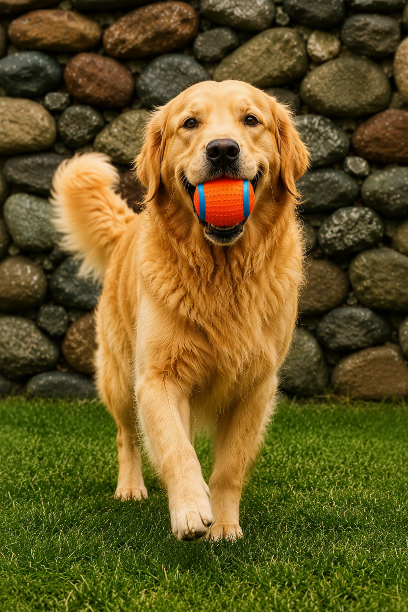 Squeaky Dog Ball Toy – Orange, Single Pack